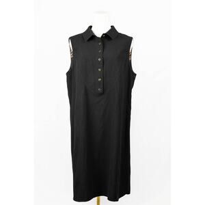 Tahari Size 14 Dress Sleeveless Buttoned Animal Print Lining Black